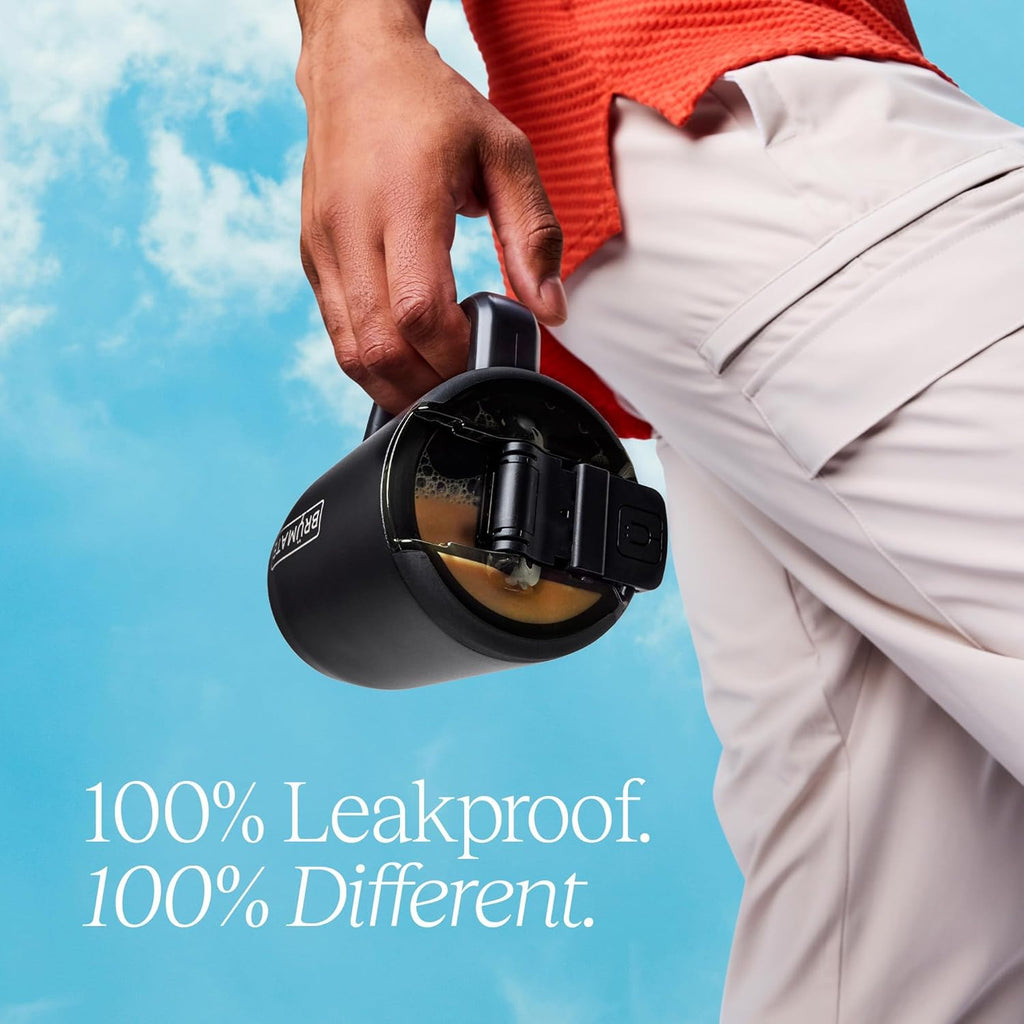 Müv - 15Oz 100% Leak Proof Insulated Coffee Mug with Handle & Lid - Stainless Steel Coffee Travel Mug - Double Walled Coffee Cup (Blue Agave)