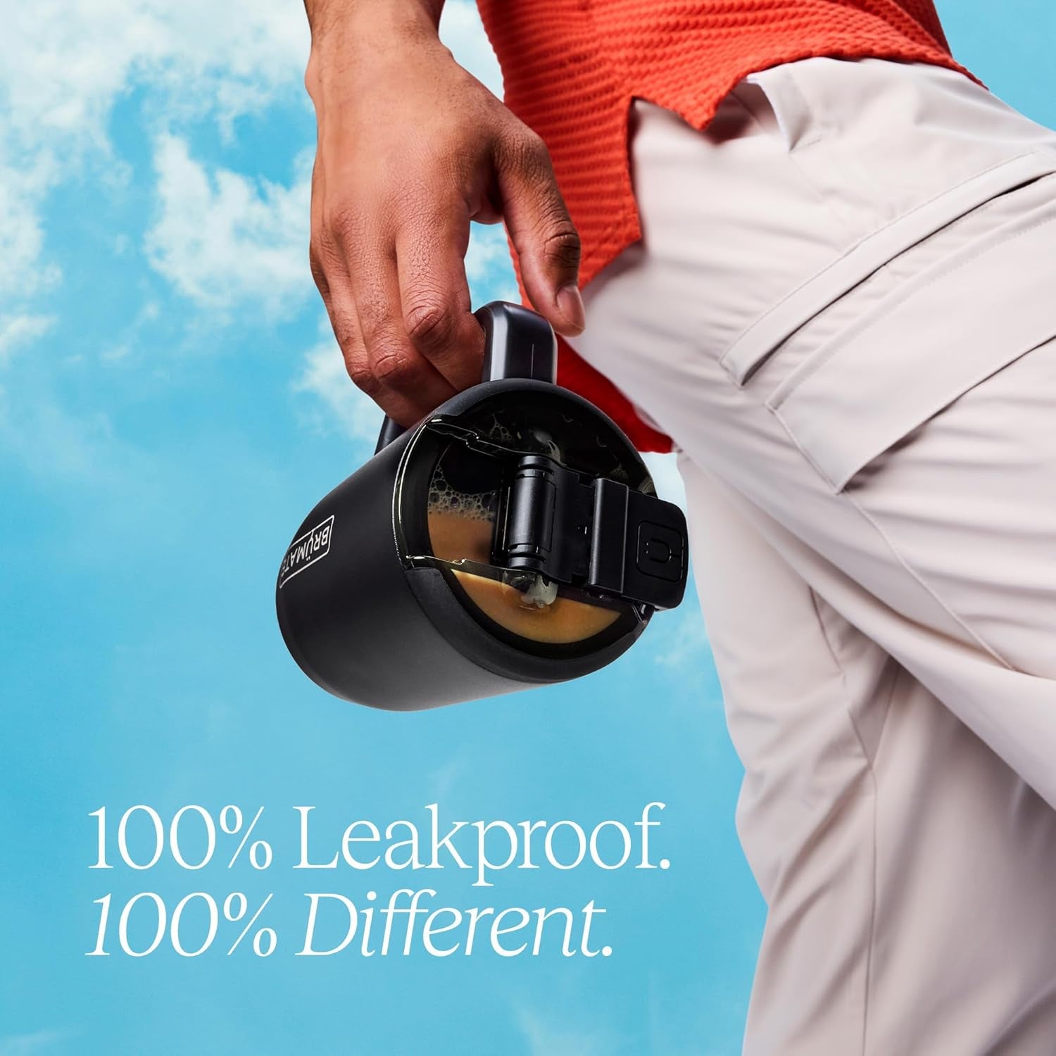 Müv - 15Oz 100% Leak Proof Insulated Coffee Mug with Handle & Lid - Stainless Steel Coffee Travel Mug - Double Walled Coffee Cup (Blue Agave)